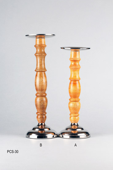 WOODEN PILLAR CANDLE HOLDER (SMALL)